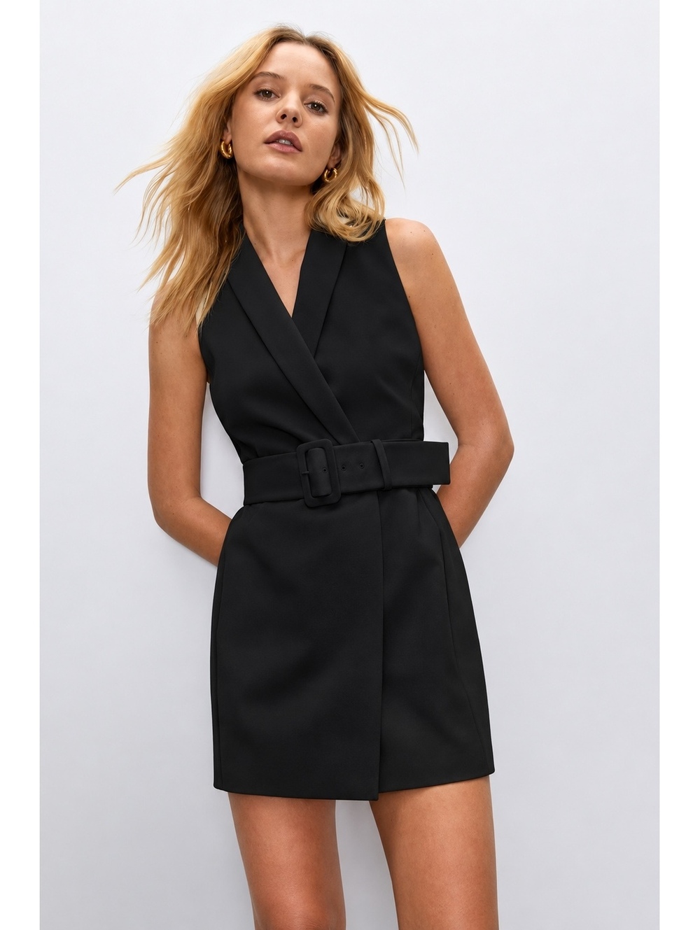 Aritzia Babaton Torino Belted Blazer Vest Dress Black Size 4